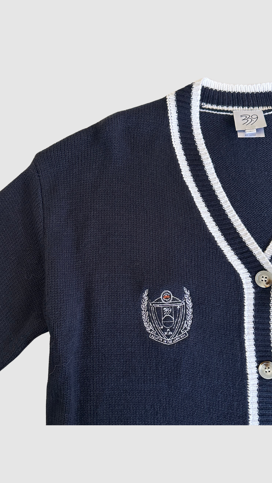 Navy Cardigan - Crest